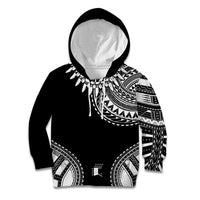 Polynesian Chief Inspired Costume Kid Hoodie Tribal Pattern With Tooth Necklace Black