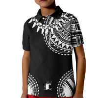 Polynesian Chief Inspired Costume Kid Polo Shirt Tribal Pattern With Tooth Necklace Black