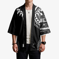 Polynesian Chief Inspired Costume Kimono Tribal Pattern With Tooth Necklace Black