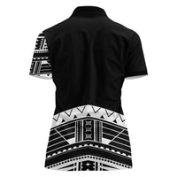 Polynesian Chief Inspired Costume Women Polo Shirt Tribal Pattern With Tooth Necklace Black