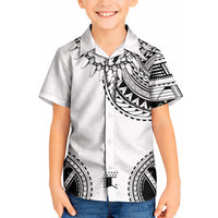 Polynesian Chief Inspired Costume Kid Hawaiian Shirt Tribal Pattern With Tooth Necklace White