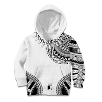 Polynesian Chief Inspired Costume Kid Hoodie Tribal Pattern With Tooth Necklace White
