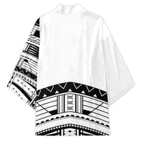 Polynesian Chief Inspired Costume Kimono Tribal Pattern With Tooth Necklace White