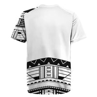 Polynesian Chief Inspired Costume Rugby Jersey Tribal Pattern With Tooth Necklace White