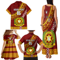 Custom Vavau High School Family Matching Tank Maxi Dress and Hawaiian Shirt Tongan Kupesi Pattern LT05 - Polynesian Pride