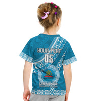 Custom Lavengamalie College Kid T Shirt Tongan Kupesi Pattern LT05 - Polynesian Pride