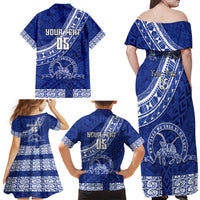 Custom Tupou College Family Matching Off Shoulder Maxi Dress and Hawaiian Shirt Tongan Kupesi Pattern LT05 - Polynesian Pride