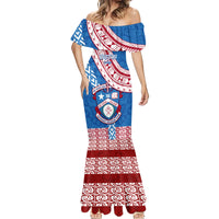 Custom Apifoou College Mermaid Dress Tongan Kupesi Pattern LT05 - Polynesian Pride