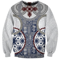 Hawaii Sweatshirt Barkcloth Pattern Vintage Style LT05 Unisex Blue - Polynesian Pride