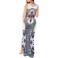 Hawaii Tank Maxi Dress Barkcloth Pattern Vintage Style LT05 - Polynesian Pride