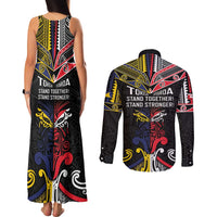 Tokelau And Aotearoa Couples Matching Tank Maxi Dress and Long Sleeve Button Shirt Together For Te Tiriti O Waitangi