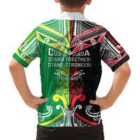 Cook Islands And Aotearoa Family Matching Off The Shoulder Long Sleeve Dress and Hawaiian Shirt Together For Te Tiriti O Waitangi