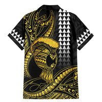 Hawaii Ikaika Warrior Helmet Family Matching Mermaid Dress and Hawaiian Shirt Gold Style