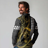 Hawaii Ikaika Warrior Helmet Long Sleeve Polo Shirt Gold Style