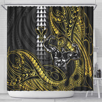 Hawaii Ikaika Warrior Helmet Shower Curtain Gold Style