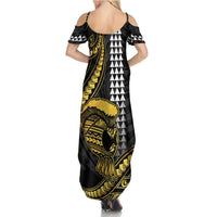 Hawaii Ikaika Warrior Helmet Summer Maxi Dress Gold Style