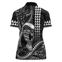 Hawaii Ikaika Warrior Helmet Women Polo Shirt Black Tribal Tattoo