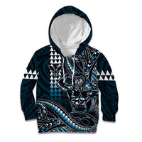 Hawaii Ikaika Warrior Helmet Kid Hoodie Blue Tribal Tattoo