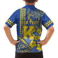 Personalised Hawaii Kaiser High School Family Matching Off Shoulder Short Dress and Hawaiian Shirt Tribal Tattoo With Hibiscus Flowers