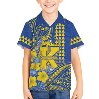 Personalised Hawaii Kaiser High School Family Matching Off Shoulder Short Dress and Hawaiian Shirt Tribal Tattoo With Hibiscus Flowers