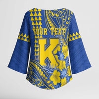 Personalised Hawaii Kaiser High School Kimono Sleeve Blouse Tribal Tattoo With Hibiscus Flowers LT05 - Polynesian Pride