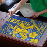 Hawaii Kaiser High School Puzzle Tribal Tattoo With Hibiscus Flowers