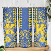 Personalised Hawaii Kaiser High School Skinny Tumbler Tribal Tattoo With Hibiscus Flowers