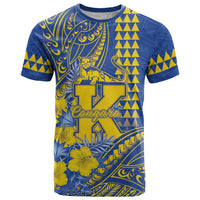 Personalised Hawaii Kaiser High School T Shirt Tribal Tattoo With Hibiscus Flowers LT05 Blue - Polynesian Pride