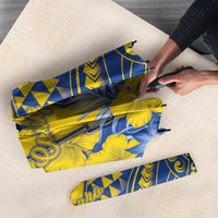 Hawaii Kaiser High School Umbrella Tribal Tattoo With Hibiscus Flowers