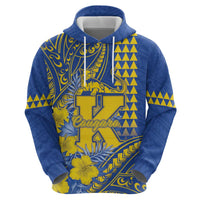 Personalised Hawaii Kaiser High School Zip Hoodie Tribal Tattoo With Hibiscus Flowers LT05 - Polynesian Pride