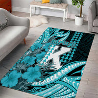 Hawaii Kapolei High School Area Rug Tribal Tattoo With Hibiscus Flowers LT05 - Polynesian Pride