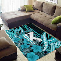 Hawaii Kapolei High School Area Rug Tribal Tattoo With Hibiscus Flowers LT05 - Polynesian Pride
