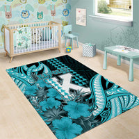 Hawaii Kapolei High School Area Rug Tribal Tattoo With Hibiscus Flowers LT05 - Polynesian Pride