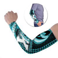 Personalised Hawaii Kapolei High School Arm Sleeves Tribal Tattoo With Hibiscus Flowers LT05 Set of 2 Dark Teal - Polynesian Pride