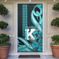 Personalised Hawaii Kapolei High School Door Cover Tribal Tattoo With Hibiscus Flowers