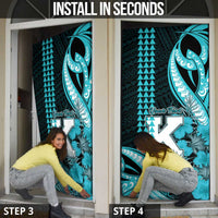 Personalised Hawaii Kapolei High School Door Cover Tribal Tattoo With Hibiscus Flowers