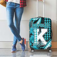 Hawaii Kapolei High School Luggage Cover Tribal Tattoo With Hibiscus Flowers