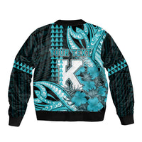 Personalised Hawaii Kapolei High School Sleeve Zip Bomber Jacket Tribal Tattoo With Hibiscus Flowers LT05 - Polynesian Pride