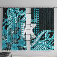 Hawaii Kapolei High School Window Curtain Tribal Tattoo With Hibiscus Flowers