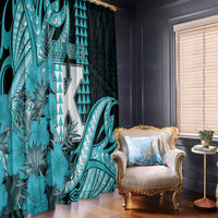 Hawaii Kapolei High School Window Curtain Tribal Tattoo With Hibiscus Flowers