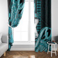 Hawaii Kapolei High School Window Curtain Tribal Tattoo With Hibiscus Flowers