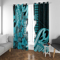 Hawaii Kapolei High School Window Curtain Tribal Tattoo With Hibiscus Flowers