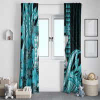 Hawaii Kapolei High School Window Curtain Tribal Tattoo With Hibiscus Flowers