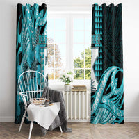 Hawaii Kapolei High School Window Curtain Tribal Tattoo With Hibiscus Flowers