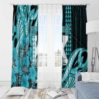 Hawaii Kapolei High School Window Curtain Tribal Tattoo With Hibiscus Flowers