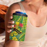 Personalised Hawaii Leilehua High School 4 in 1 Can Cooler Tumbler Tribal Tattoo With Hibiscus Flowers