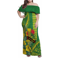 Personalised Hawaii Leilehua High School Family Matching Off Shoulder Maxi Dress and Hawaiian Shirt Tribal Tattoo With Hibiscus Flowers