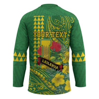 Personalised Hawaii Leilehua High School Hockey Jersey Tribal Tattoo With Hibiscus Flowers