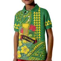 Personalised Hawaii Leilehua High School Kid Polo Shirt Tribal Tattoo With Hibiscus Flowers