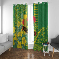 Hawaii Leilehua High School Window Curtain Tribal Tattoo With Hibiscus Flowers